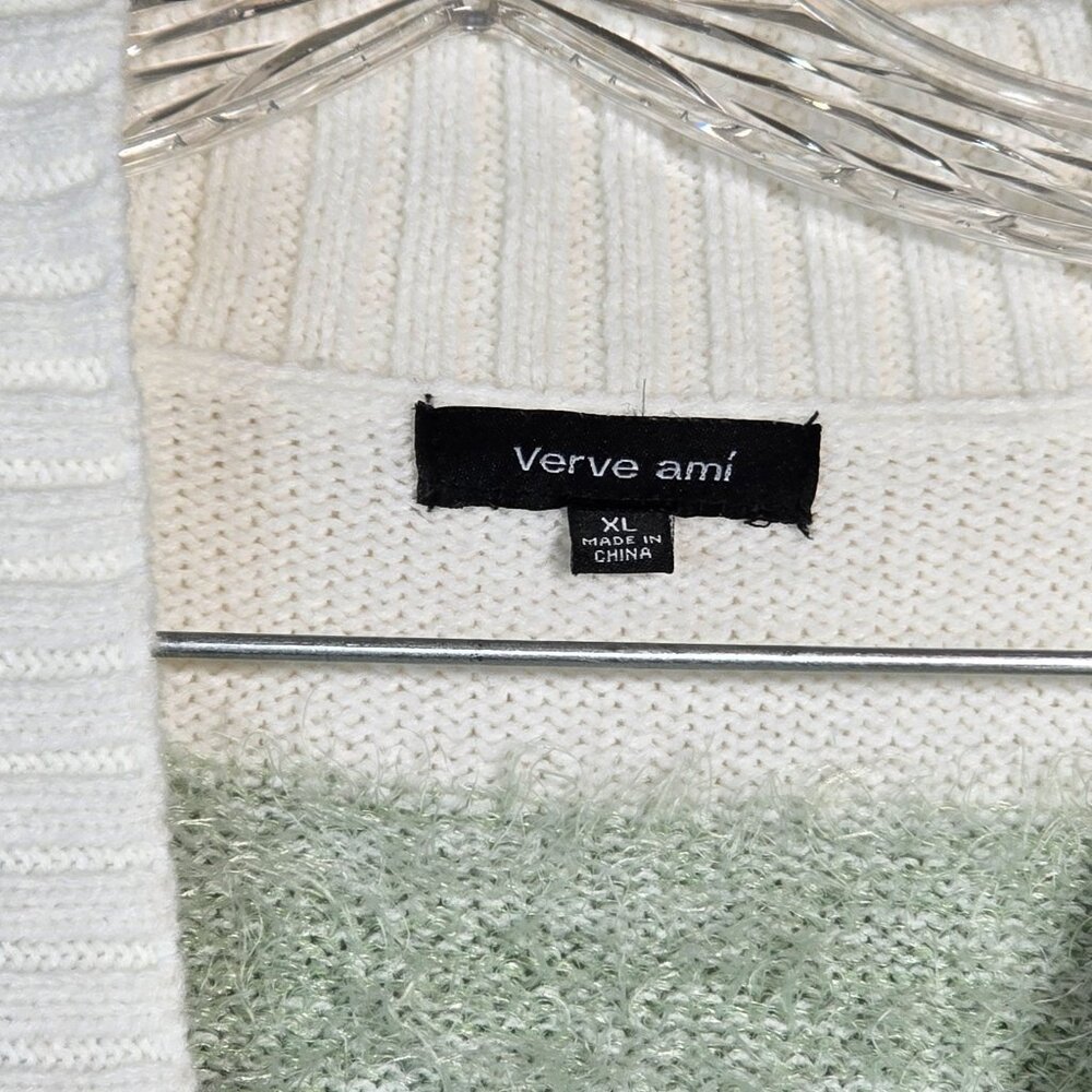 Verve Ami Open Cardigan Sweater Womens Extra Large Striped Fuzzy Knit Cozy Boho - Picture 5 of 12